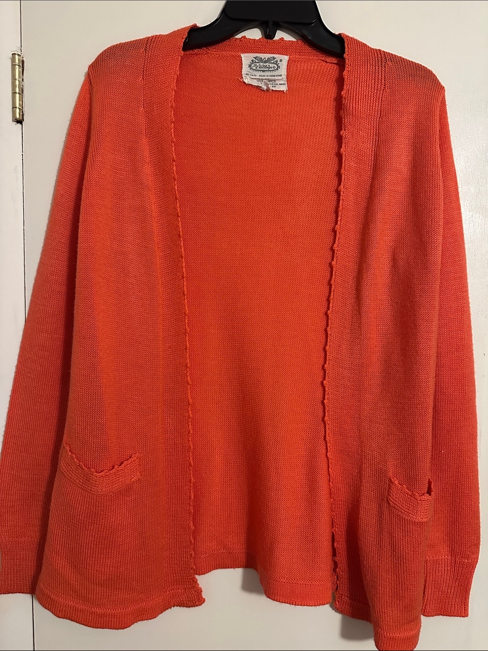 Open-Front Bright Orange Women's Cardigan with Pockets
